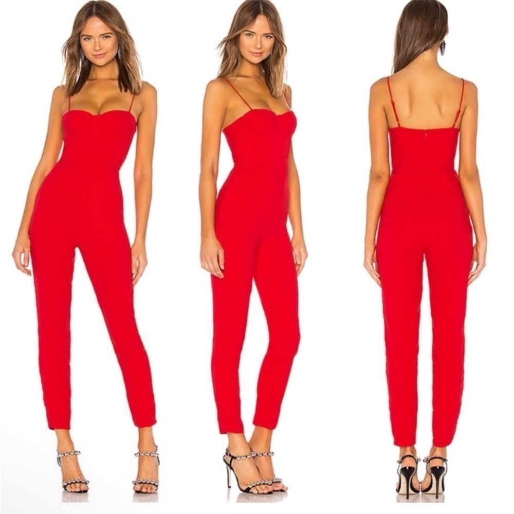 Lovers + Friends ELLA Red Spaghetti Strap Jumpsuit size M